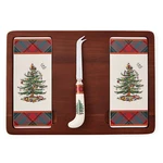 Spode Christmas Tree Tartan Cheese Board & Knife Set- Festive Holiday Serveware. Fixed Price $68.00.