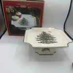 Spode Nib Christmas Tree Fine Porcelain 10 Footed Square Cake Plate. Fixed Price $45.05.