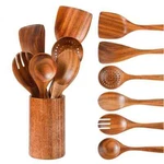 Handmade Non Stick Wooden Serving Cooking Spoon Kitchen Tools Utensil 6+JAR. Fixed Price $33.16.