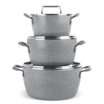 Granitestone Gray Pots And Pans Set Nonstick, 6 Dishwasher Safe, Speckle. Fixed Price $98.98.