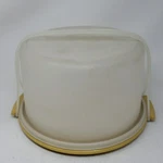 Tupperware Cake Taker Carrier Holder Harvest Gold With Handle Vintage 683 684. Fixed Price $20.00.