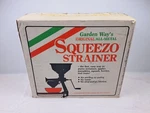 Vintage The Original All Metal Squeezo Strainer Garden Way Box Book. Fixed Price $99.00.