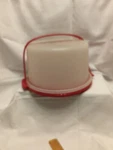 Vintage Tupperware Cake Taker Carrier 684-8 Lid 683-7 & Handle 624-10. Fixed Price $11.00.