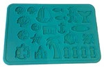 Pampered Chef Silicone Pirate Beach Cookie Mold Aqua Blue Turtle Shell Fish Boat. Fixed Price $10.00.