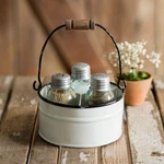 Ctw Home Collection Round Bucket Salt Pepper And Toothpick Caddy - White. Fixed Price $39.99.