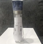 Trudeau Oil/vinegar Cruet Dispenser Bottle, Pour Spout, Lid, Clear Blue Glass. Fixed Price $18.99.