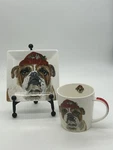 Paperproducts Design Reggie Bull Dog Coffee Mug & 6" Square Plate (set 2). Fixed Price $16.00.