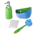 Vigar 7840 Blue Green Sink Side Set With Soap Dispenser Brush European 9-INCH. Fixed Price $24.99.