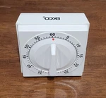 Ekco Square Mechanical Kitchen Egg Timer White 60 Minute Wall Mountable Tested. Fixed Price $9.95.