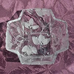 Fifth Ave Crystal Bowl Viscount Pattern 4-SIDED Flared Frosted Flowers Multi-use. Fixed Price $14.99.
