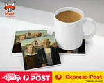 Coaster Coffee Drinking Mat Grant Wood - American Gothic Art Paint. Fixed Price $10.62.