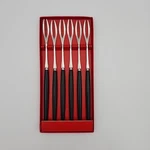 Vintage Mcm Fondue Forks Stainless Steel W/black Handles Unique Set Of 6 Japan. Fixed Price $12.95.