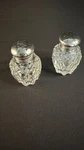 Antique American Cut Crystal With Sterling Silver Tops Salt & Pepper Shakers. Fixed Price $45.00.