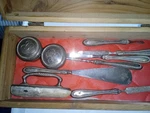 Sterling Silver (.925) Grooming Set With Brushes & Implements Wooden Box. Fixed Price $500.00.