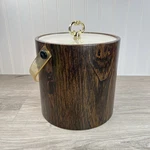 Kraftware Nyc Vintage Mcm Faux Woodgrain Ice Bucket Insulated Lucite Gold Handle. Fixed Price $29.99.