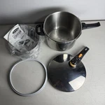 Fagor Duo Qt. 18/10 Stainless Steel Pressure Cooker With Steaming Basket. Fixed Price $74.99.