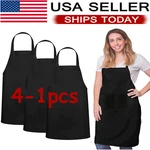 Solid Cooking Kitchen Restaurant Bib Apron Unisex Dress Black With 2 Pocket 1-4. Fixed Price $9.98.
