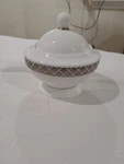 Ralph Lauren Aubusson Covered Sugar Bowl With Lid Bone China White & Gray Korea. Fixed Price $50.00.