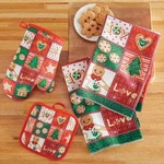 Holiday 4 Pc Set Snowman Patch Oven Mitt, Pot Holder, And Towels. Fixed Price $17.99.