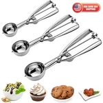 3PCS Cookie Set Stainless Steel Ice Cream Scooper Trigger Release Baking. Fixed Price $13.99.