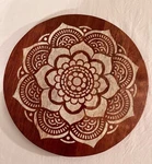 Hand Made Wood Mandala Art Solid Board 11.5 Plant, Candle, Or Food Display.. Fixed Price $39.98.