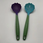 Kizmos Flora Nylon Kitchen Tools Set Of 2 Colorful Sppons - Solid And Slotted. Fixed Price $15.95.