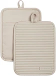Kitchenaid Ribbed Soft Silicone Pot Holder 2-PACK Set, Milkshake Tan, 7"X9". Fixed Price $17.16.