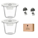 H.jss Wdjs 3-CUP Round Glass Meal Prep Containers With Lids 24OZ Food Storage. Fixed Price $33.03.