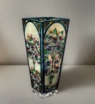 Amia Glass Floral 10" Vase Hand Painted Stained Design. Fixed Price $54.50.