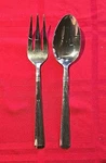 Bon Chef Double Band Classic Bistro 18/10 Stainless Steel Hostess Fork & Spoon. Fixed Price $16.00.