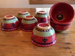 Corsica Rumba Red Fruit Dessert Bowl 4 1/2" Hand Painted Set Of 7. Fixed Price $39.00.