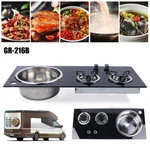 2 Burner Lpg Gas Stove Hob Sink Combo Caravan Rv Camper Tempered Glass Cooktop. Fixed Price $128.64.