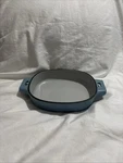 Pampered Chef Qt Blue Enameled Cast Iron Baker Pan Baking Dish #100462. Fixed Price $39.99.