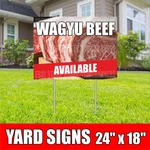 Wagyu Beef Available Yard Sign With H-stakes Steak Pork Chicken Meat Food Bbq. Fixed Price $143.95.