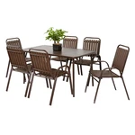 7 Pcs Patio Dining Set Garden Table & Chair Outdoor/indoor Furniture Brown. Fixed Price $299.00.