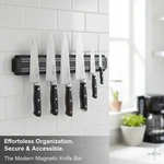 15.5" Magnetic Knife Holder Bar - Modern Black Metal Kitchen Storage Rack Strip. Fixed Price $19.99.