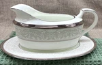 Noritake Silver Palace Gravy Boat W/ Underplate Japan Bone China New Box. Fixed Price $89.95.