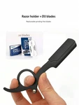 Stainless Steel Folding Straight Razor Men's Manual Shaver With Stand. Fixed Price $16.99.