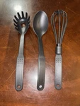 Farberware Prestige 12" Black Kitchen Utensils Set Of 3 Whisk Pasta Server Spoon. Fixed Price $8.00.