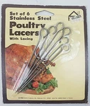 Vintage Stailess Steel Poultry Lacers - With Lacing Set Of 6 By Hoan 1988. Fixed Price $12.95.