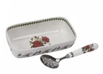 Portmeirion Botanic Garden Cranberry Dish & Slotted Spoon 2-PIECE Set!. Fixed Price $28.00.