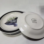 Set Of Folkcraft Stoneware Loon Lake 8.5 Dessert Plates. Fixed Price $36.99.