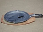 Mr. Bar-b-q Cast Iron Fajita Skillet Grill Pan & Wood Base Set Pour. Fixed Price $49.99.