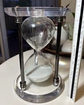 8 Clear Hour Glass Sand Timer Base White 30 Min? Pottery Barn?. Fixed Price $14.00.
