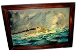 Vintage 1939 Signed Original Oil Painting Uss Ship At Sea 1900 Typhoon 27 X. Fixed Price $410.50.