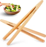 2PCS Pampered Chef 8" Bamboo Wooden Kitchen Toaster Tongs. Fixed Price $7.47.