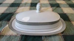 Mikasa Platinum Crown L3429 Porcelain 1/4 Pound Covered Butter Dish -new. Fixed Price $39.99.