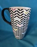 Black White Chevron Tall Mug Coffee Tea Latte Stoneware By Cypress Home Kitchen. Fixed Price $13.99.