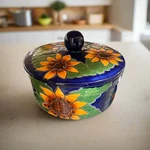 Talavera Tortilla Warmer Handmade Sunflower Mexican Pottery. Fixed Price $65.99.