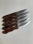 5 Miu France Jumbo Steak Knives Wood Handle Stainless Steel Cuisine. Fixed Price $35.99.